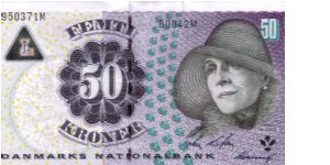 Black on Purple and Multicolour. Writer Karen Blixen / Centaur from Landet Church, Tåsinge.  Improved with Hologram on upper left Corner. Banknote