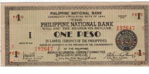 S-624b Negros Occidental 1 Peso note. Banknote