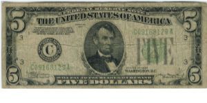 USA Philadelphia 1934 $5 Banknote