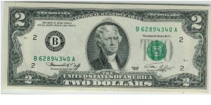 USA New York 1976 $2 Banknote