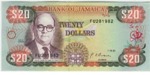 Jamaica 1991 $20. Special thanks to Linda Benes Banknote