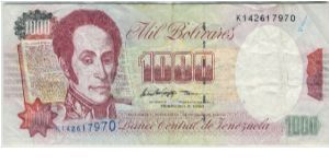 Venezuela 1998 1000 Bolivares. Special thanks to Budhe Ratna Banknote