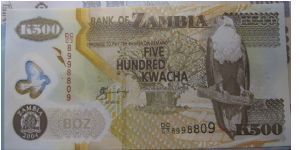 Zambia K500 Kwacha. Polymer banknote from African country Zambia

SOLD Banknote