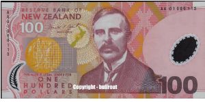 $100 Brash II AA01 000115 Polymer Banknote