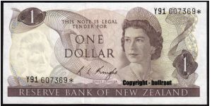 $1 Knight Y91* (replacement note) Banknote