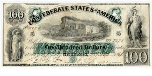 Type 5 Confederate $100 note Banknote