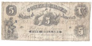 Type 11 Confederate note. Banknote