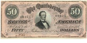 Type 66 Confederate $50 note. Banknote