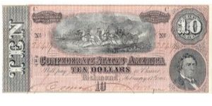 Type 68 Confederate $10 note. Banknote