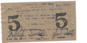 S-950 Palawan 5 Peso note. Banknote