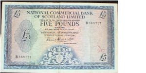 5 Pounds. National Commercial Bank. Edinburgh Castle & National Gallery. Banknote