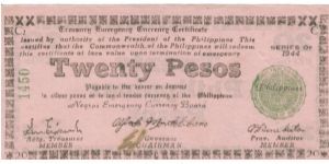 S-679 Negros 20 Peso note, pink paper. Banknote