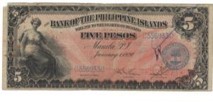 PI-13 Philippine 5 Peso note. Banknote