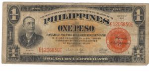 PI-89 Philippine 1 Peso note. Banknote