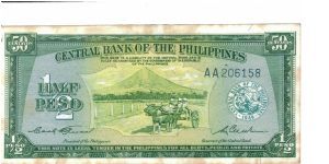 PI-129 Philippines half peso note. Banknote