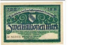 German Notgeld, ihave not seen this one for sale.
Not sure of rarity.



Karlsruhe (Landeshauptstadt) K-2582a 2 Million mark (1923) obv

Karlsruhe (Landeshauptstadt) K-2582a 2 Million mark (1923) rvs. Banknote