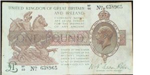 1 Pound. Warren Fisher signature. Banknote