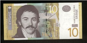 10 Dinara.

Stefanovich Karadzic at left on face; Karadzic and alphabet on back.

Pick #New Banknote