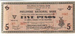 S613 Negros Occidental 5 Pesos note. Black on orange underprint. Banknote