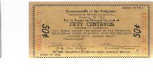 S633 Negros Occidental 50 Centavos note. Banknote
