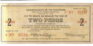 S636 Negros Occidental 2 pesos note. Banknote