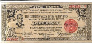 S648b Negros Occidental 5 Pesos note. Banknote
