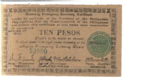 S677a Negros Emergency Currency Board 10 Pesos note. Banknote