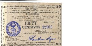 S522a Mindanao 50 Centavos note. Banknote