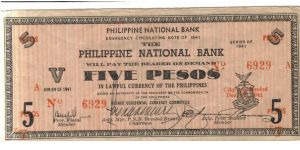 S614 Negros Occidental 5 pesos note. Banknote