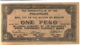 S139b Bohol 1 Peso note. Banknote