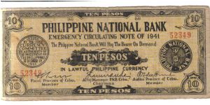 S217a Cebu 10 Pesos note. Banknote