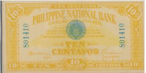 PI-39 Philippine National Bank 10 centavos note. This note is counterfeit. Banknote