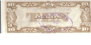 PI-108 10 Pesos note with Japwancap overprint. Banknote