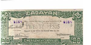 S-194a, Cagayan 20 Pesos note without watermarked paper. Banknote