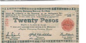 S-685 Negros 20 Pesos note. Banknote