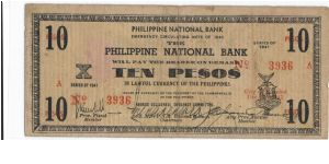 S-618, Negros Occidental 10 Pesos note with 6 mm X on back. Banknote