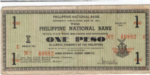 S-612c, Negros Occidental 1 Peso note. Banknote