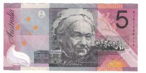 2001 Austrailian Polymer  5 note.
only a 1year realease of this design.


Beautiful colors
sent to me from a friend In Austrailia From The CCF Forum
Thanks Steve!!! Banknote