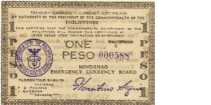 S-535 Mindanao 1 Peso note. Banknote