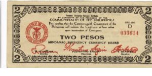 S-536 Mindanao 2 Peso note. Banknote