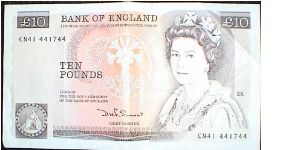 10 Pounds. Florence Nightingale. Sommerset signature. Banknote