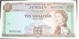 States of Jersey. 10 Shillings. Q Elizabeth II.St Ouen's Manor. Banknote