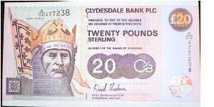 20 Pounds. Clydesdale Bank Glasgow Exchange Opened by the Rt Hon McDonnell MSP First Minister of Scotland. Banknote