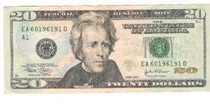 Us new Design 2004 $20.oo Bill
EA 60196191 D Banknote