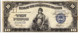 PI-17 Bank of the Philippine Islands 10 Pesos note. Banknote