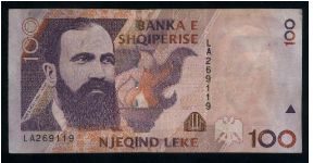 100 Leke.

F. S. Noli at left on face; building at upper right on back.

Pick #62 Banknote