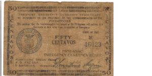 S-484 Mindanao 50 Centavos note. Banknote