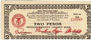 S-506 Mindanao Two Pesos note. Banknote