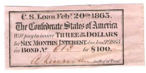 CSA Bond #613
1/3
Hand Signed Banknote