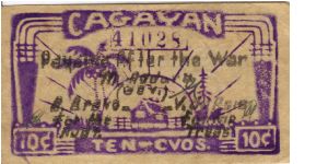 S-179a Cagayan 10 Centavos note. stamped Registered Countersign on reverse. Banknote